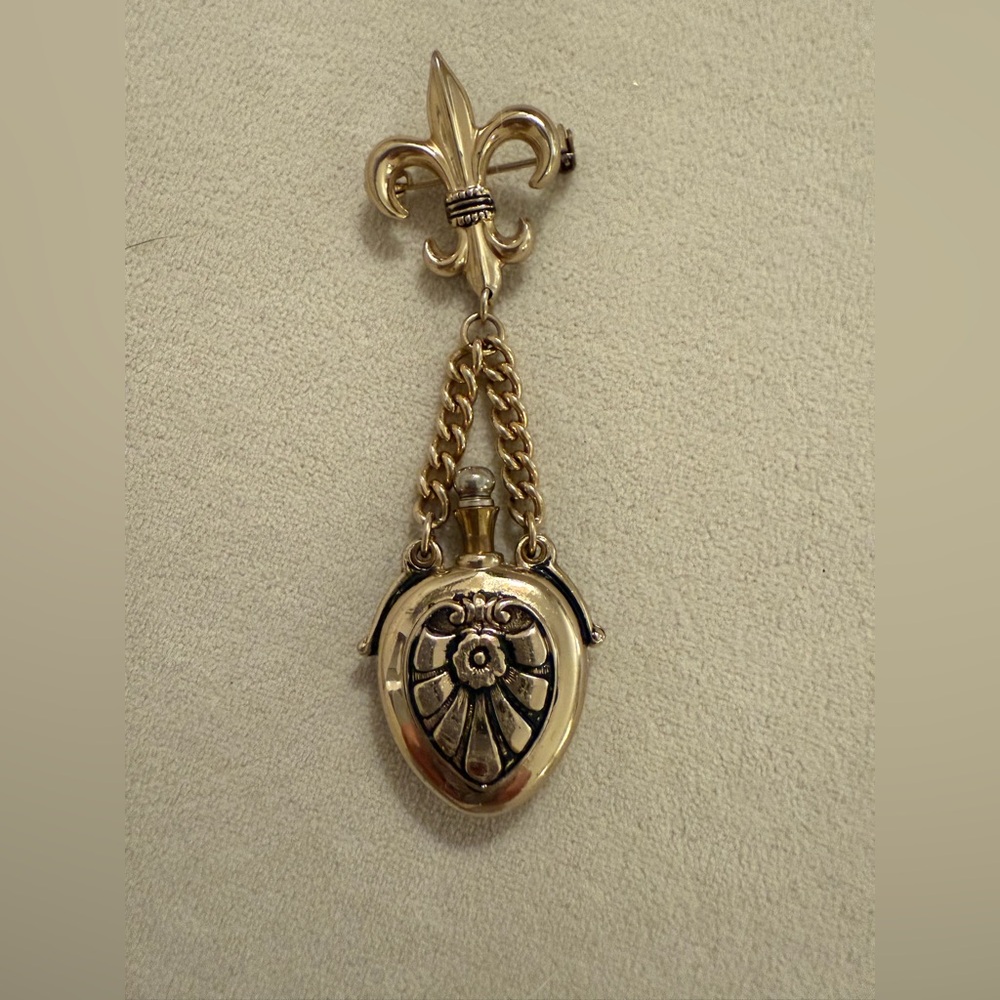 Vintage Fleur-de-lid Perfume flask pin - Picture 3 of 6